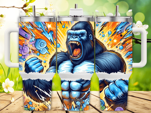 Aggressive Gorilla Pop Art 40oz Tumbler Graphics & Wraps