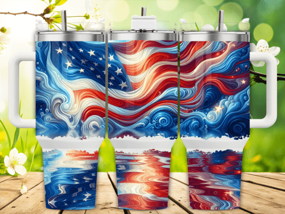 American Flag Reflection 40oz Tumbler Wraps Graphics