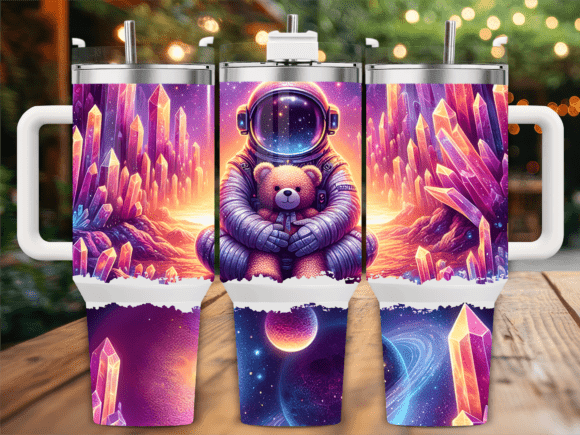 Astronaut Teddy Crystals: Tumbler Wraps & Graphics