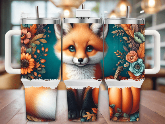 Autumn Pumpkin Fox 40oz Tumbler Wrap Graphics for Tumbler Wraps