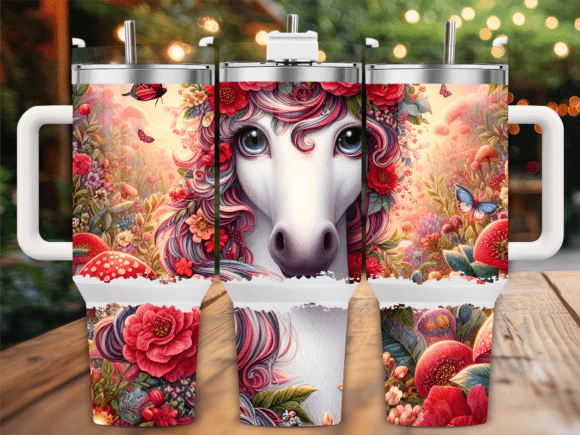Autumn Unicorn Flowers Tumbler Wraps Graphics