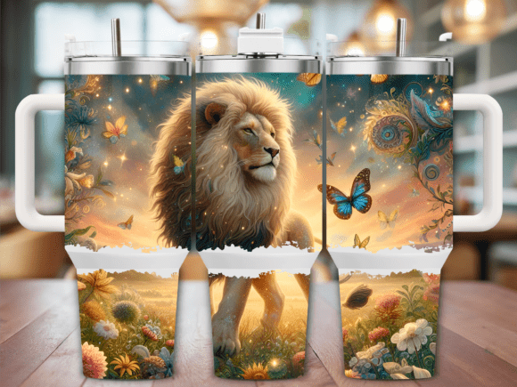 Butterfly Fantasy Lion: Graphics for Tumbler Wraps