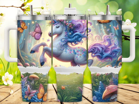 Butterfly Meadow Unicorn Graphics for Tumbler Wraps