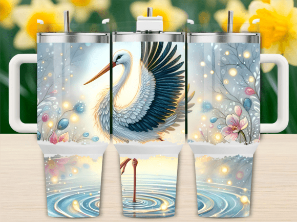 Celestial Crane Sparkles Tumbler Wraps Graphics