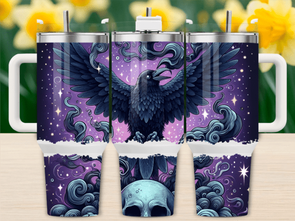 Celestial Crow Galaxy Skies Tumbler: Graphics & Wraps