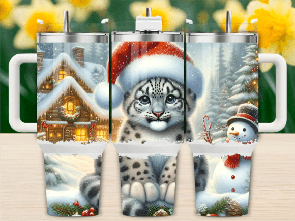 Christmas Snow Leopard Tumbler Wraps Graphics Review