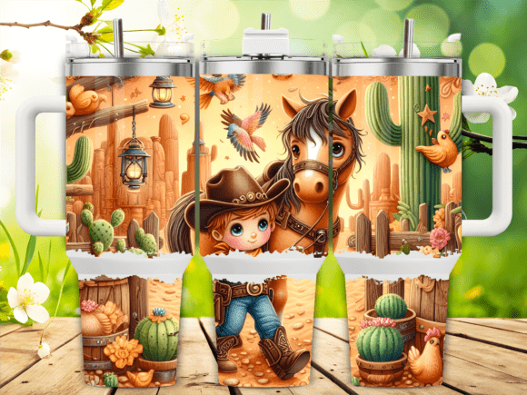 Cowboy Kid with Horse Tumbler Wraps: Graphics Review