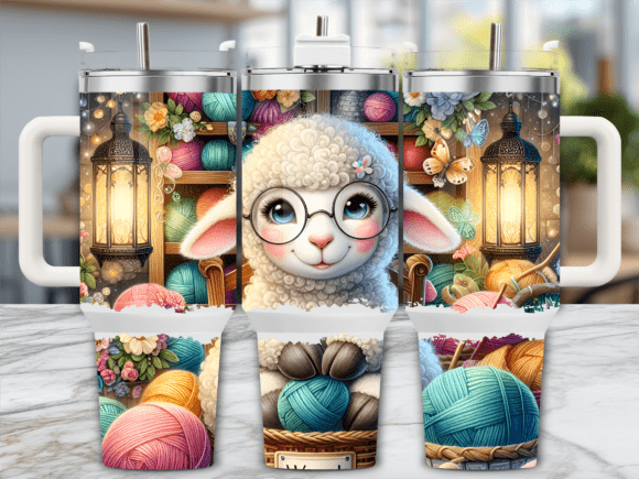 Cozy Knitting Lamb Yarn 40oz Tumbler Graphics Review