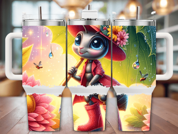 Cute Ant Umbrella Floral 40oz Tumbler Graphics & Tumbler Wraps