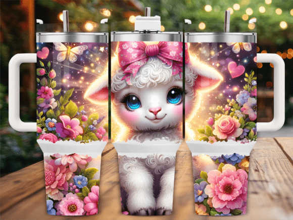 Cute Baby Lamb Floral Horns 40oz Tumbler Graphics Review