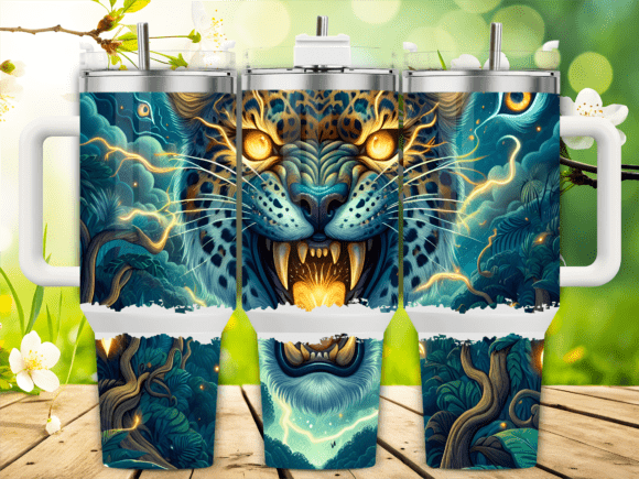 Fantasy Lightning Jaguar 40oz Tumbler: Graphics & Tumbler Wraps