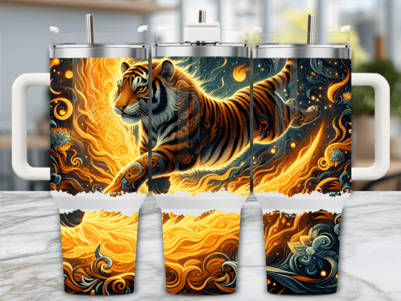 Fiery Tiger in Flame Jungle 40oz Tumbler Graphics Review