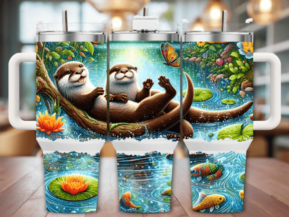 Floating Otters River Scene 40oz Tumbler Review