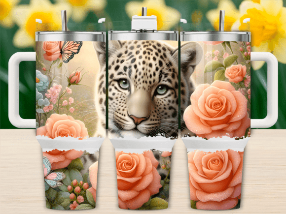 Floral Baby Leopard Roses Tumbler Graphics