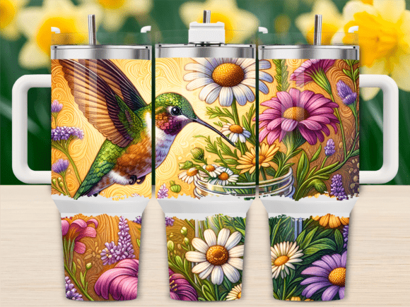 Garden Hummingbird Scene 40oz Tumbler Graphics & Wraps