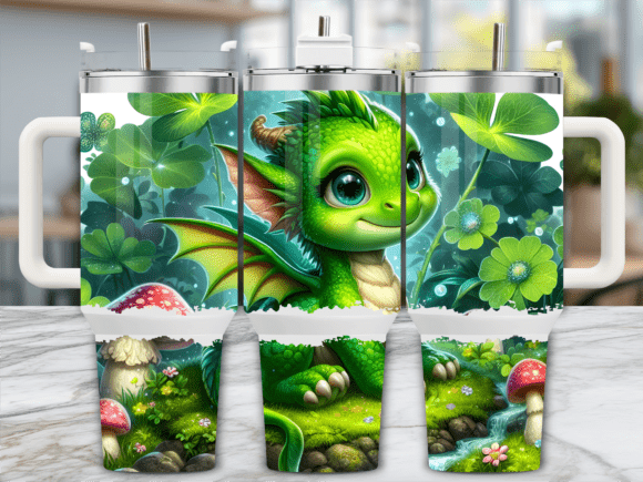 Green Dragon Clover 40oz Tumbler Wrap Graphics