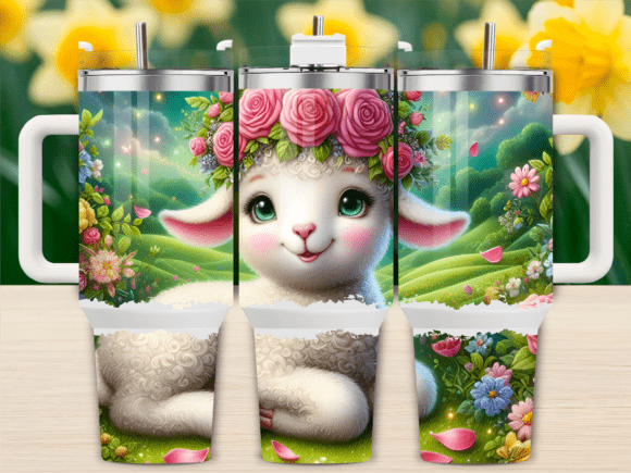 Happy Spring Lamb Flowers Tumbler Wraps Graphics Review