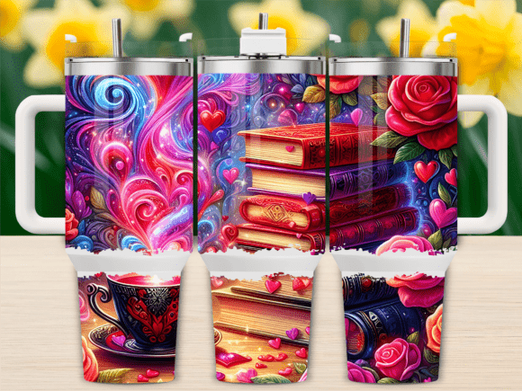 Hearts Romantic Books Tumbler Wraps & Graphics
