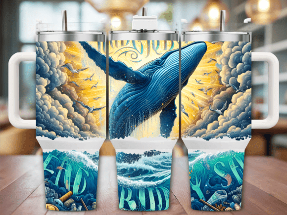 Humpback Whale in Clouds Graphics for Tumbler Wraps