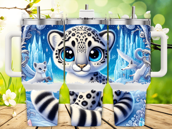 Ice Kingdom Leopard Graphics for Tumbler Wraps