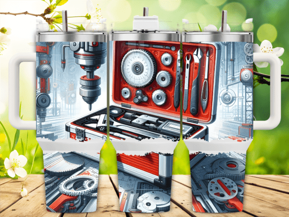 Industrial Gear Tools Kit: Tumbler Wraps & Graphics