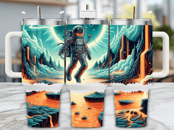 Lava Planet Astronaut 40oz Tumbler Wrap: Graphics & Tumbler Wraps