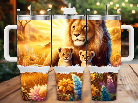 Lion Family Golden Safari: Graphics & Tumbler Wraps