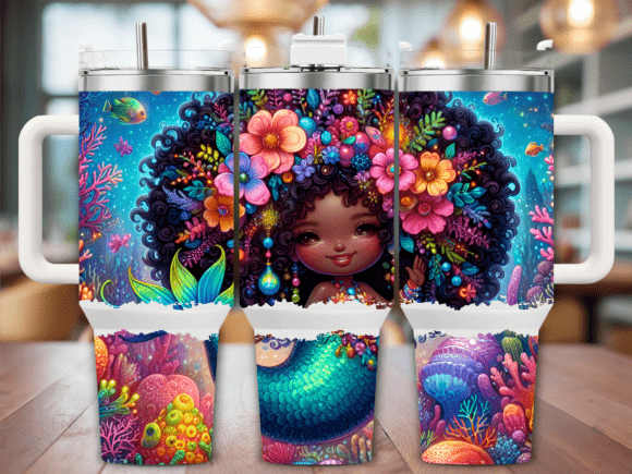 Mermaid Underwater Art Graphics for Tumbler Wraps