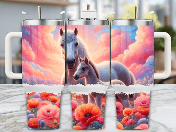 Mother Foal Pastel Horse 40oz Tumbler