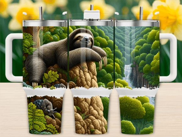 Mountain Sloth Jungle Scene Tumbler Wraps & Graphics