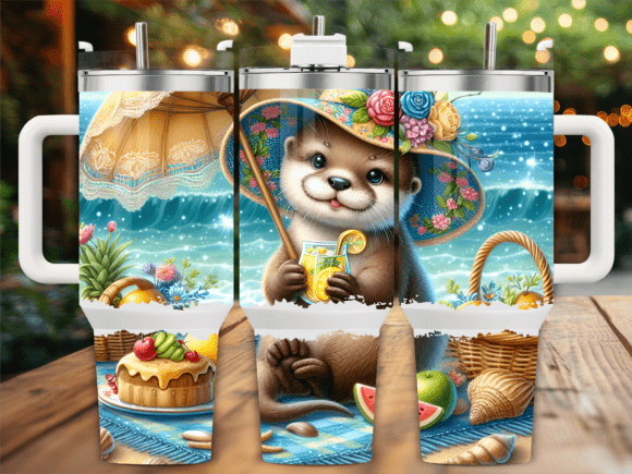 Otter Beach Summer Graphics for Tumbler Wraps