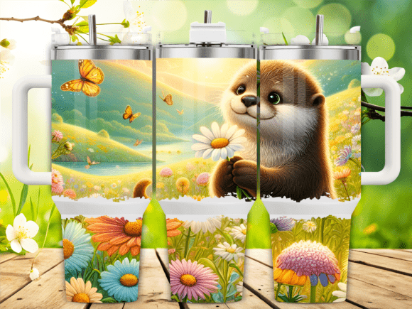 Otter Flower Meadow Tumbler Wraps Graphics Review