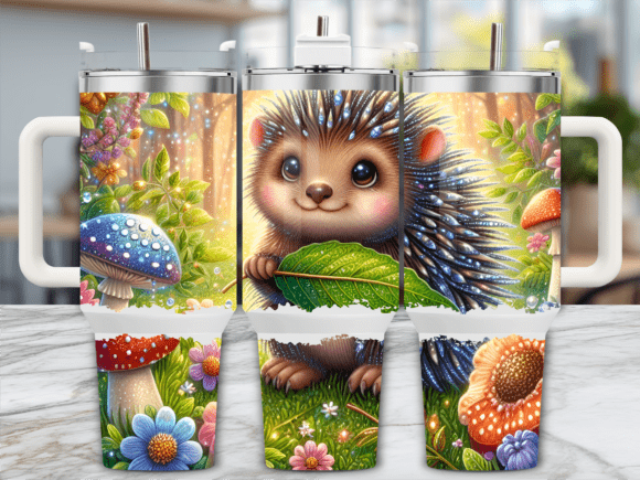 Porcupine Floral Garden Tumbler Wraps & Graphics