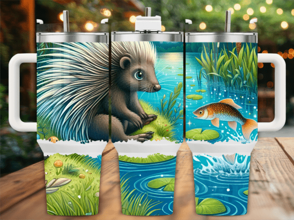 Porcupine Lake Scene 40oz Tumbler Wrap Graphics