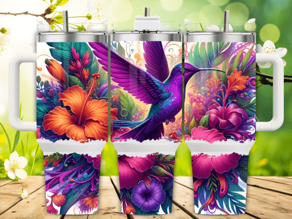 Purple Hummingbird Fantasy 40oz Tumbler Graphics & Wraps