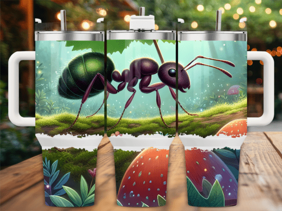 Realistic Ant Forest Art: Graphics for Tumbler Wraps