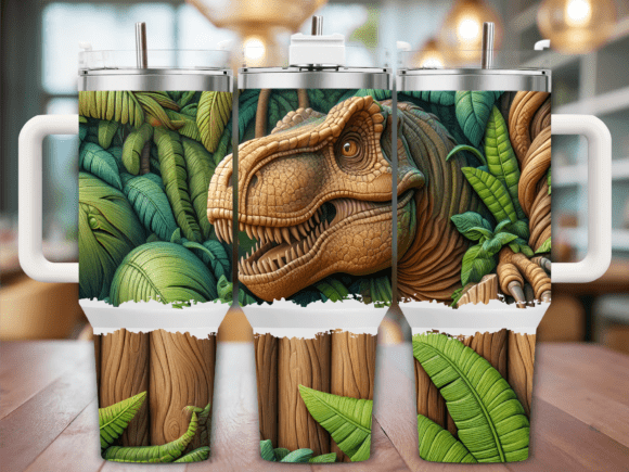 Realistic T-Rex Jungle Art 40oz Tumbler