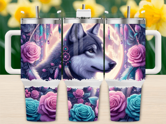 Romantic Wolf Moon Rose: Tumbler Wraps & Graphics