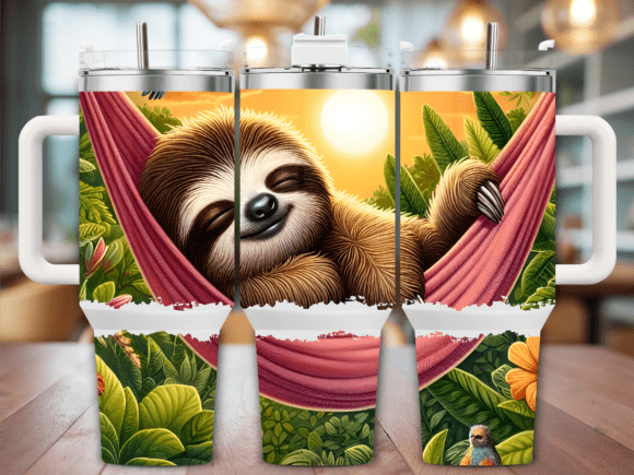 Sloth Relaxing in Hammock: Tumbler Wraps & Graphics