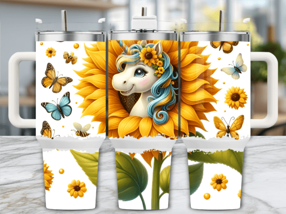 Sunflower Unicorn Butterfly 40oz Tumbler