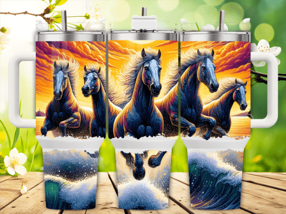 Sunset Galloping Horses Tumbler Graphics & Wraps