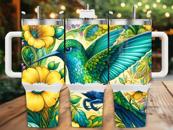 Tropical Hummingbird Flower Tumbler Wraps & Graphics