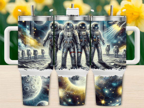 Vintage Moon Landing Space Tumbler Wraps Graphics