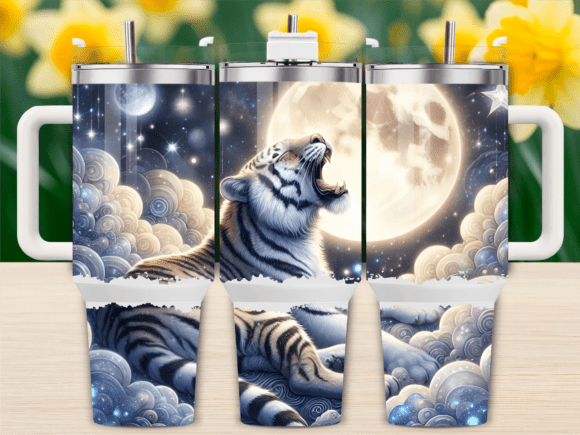 White Tiger Howling 40oz Tumbler Wrap Graphics