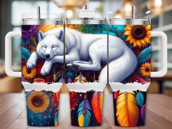 White Wolf Sunflowers Wrap 40oz Tumbler Graphics Review